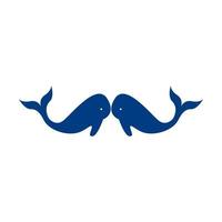 Diseño gráfico vectorial de icono de símbolo de logotipo de ballena gemela vector