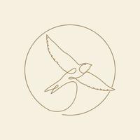 Barn Swallow bird line circle logo symbol icon vector graphic design