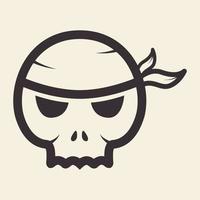 skull vintage line with head strap logo design vector graphic symbol icon sign illustration creative idea