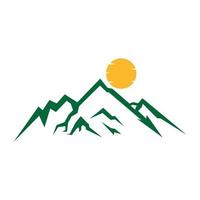 green mountain highland with sunset logo design vector graphic symbol icon sign illustration creative idea