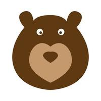 brown bear with love face cartoon cute logo symbol icon vector graphic design illustration idea creative