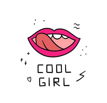 Funny hand drawn illustration with lips and lettering cool girl. Great for  mugs, posters and t-shirts. Trendy vector image. 5503072 Vector Art at  Vecteezy