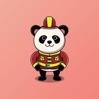 lindo panda bombero ilustración vectorial vector