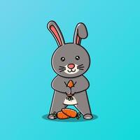 Cute rabbit hugging carrot vector illustration