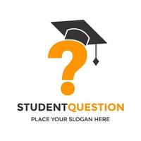 Student question vector logo template. This design use hat symbol. Suitable for education.