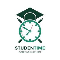 Student time vector logo template. This design use hat and pencil symbol. Suitable for education.