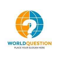 plantilla de logotipo de vector de pregunta mundial. este diseño utiliza el símbolo de tierra y marca. adecuado para hablar de negocios.