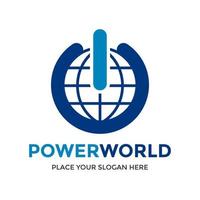 Power world vector logo template. This design use globe and button. Suitable for energy.