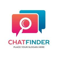 Chat finder vector logo template. This design use magnifying glass symbol. Suitable for conversation.