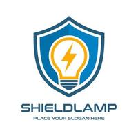 Shield lamp vector logo template. This design use protection symbol.