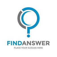 Find answer vector logo template. This design use magnifying glass symbol. Suitable for searching.