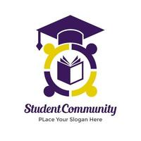 Student community vector logo template. This design use book, people and hat symbol. Suitable for education.