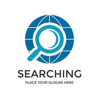 Searching globe or internet vector logo template. This design use discovery or find symbol. Suitable for business or technology.