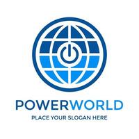 Power world vector logo template. This design use globe and button. Suitable for energy.