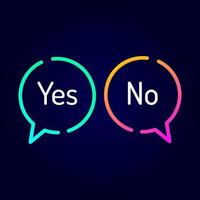 Yes No speech vector template. This design use chat symbol and gradient effect. Suitable for vote, quiz or communication.