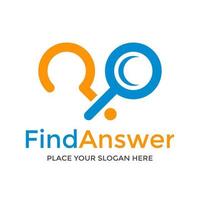 Find answer vector logo template. This design use magnifying glass symbol. Suitable for searching.