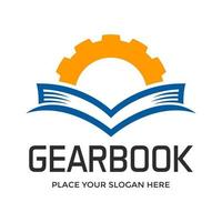 Gear book vector logo template. This design use cog symbol. Suitable for learning