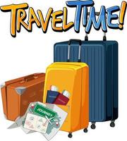 Travel Time typography design with luggages vector