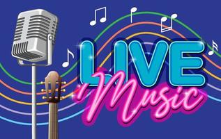 Live Music banner with vintage microphone vector