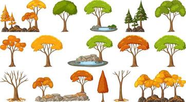 Set of four seasons trees on white background vector