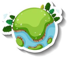 Earth planet with trees in cartoon style vector