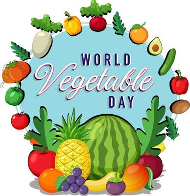 World Vegetable Day poster with many fruits