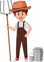 A farmer cartoon character on white background vector