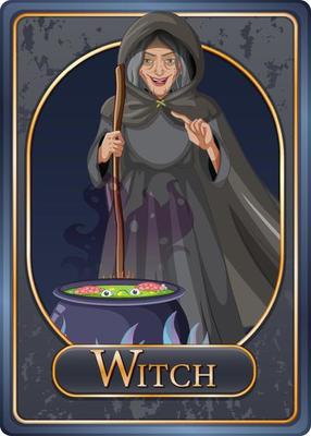 Old witch character game card template