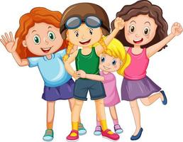 Group of teenage girls on white background vector