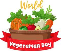 World Vegetarian Day logo with vegetable and fruit in basket vector