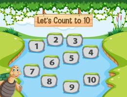 Forest scene with Let's count to 10 game template vector