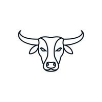 head cow  or cattle line outline minimalist logo vector icon illustration