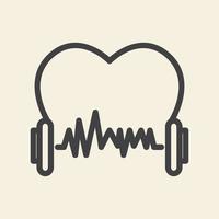 heart or love line with headphone music  logo symbol icon vector graphic design illustration