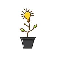 plant with lamp idea logo symbol icon vector graphic design