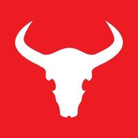 cráneo de vaca blanco con fondo rojo diseño de logotipo vector gráfico símbolo icono signo ilustración idea creativa