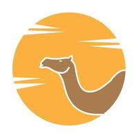 cara de camello con diseño de logotipo del desierto al atardecer símbolo gráfico vectorial icono signo ilustración idea creativa vector