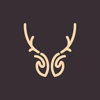 diseño gráfico vectorial de icono de símbolo de logotipo de cuerno de ciervo de cabeza de línea única vector
