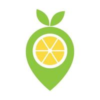 lima limón verde con pin mapa ubicación logotipo símbolo icono vector diseño gráfico ilustración idea creativa