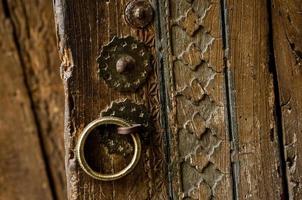 parts and elements of the old antique wooden door with a handle