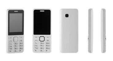 push-button mobile phone on white background photo