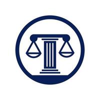 scales of justice law pole in circle logo design vector