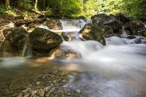 Long exposure photo of a stream in the forest in Austria.