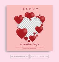 valentines greeting theme social media post template vector