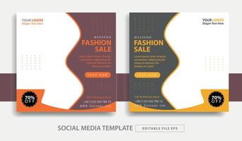 fashion style theme social media post template vector