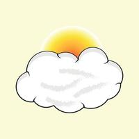 sun behind the cloud cute icon