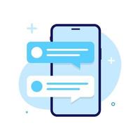 chatting with smartphone screen concept illustration flat design vector eps10. modern graphic element for landing page, empty state ui, infographic, icon