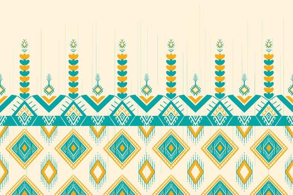 Yellow and Green Teal on Ivory. Geometric ethnic oriental pattern ...