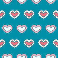 corazón blanco rojo rosado en azul. patrón geométrico étnico oriental diseño tradicional para fondo, alfombra, papel pintado, ropa, envoltura, batik, tela, estilo de bordado de ilustración vectorial vector