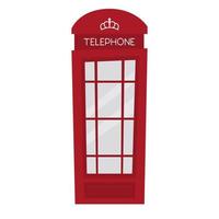 Red telephone box. English stickers, vector illustration