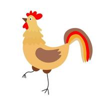 Cute cartoon rooster. Farm bird. Vector illustration